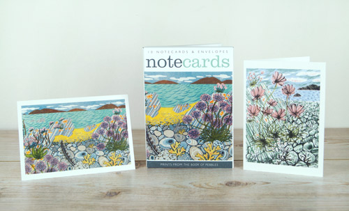 ‘Note Cards –Pebble Shore  & Sea Pinks, Island Shore