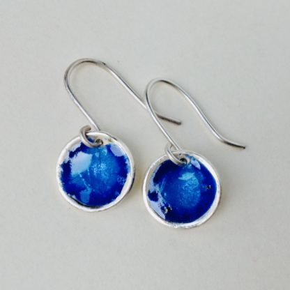 Silver & Blue Enamel Earrings 