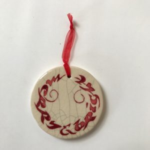 Raku Hanging Roundel Red