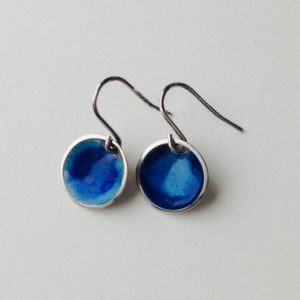 Silver & Blue Enamel Earrings 