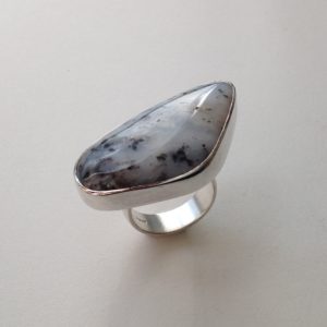 Silver and Dentritic Opal Ring