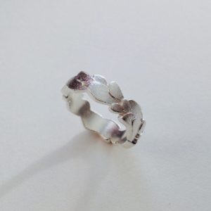 Frosted Silver Wing Ring 