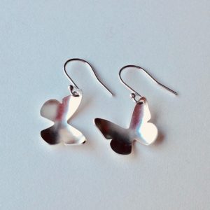 Silver Butterfly Drop Earrings Medium