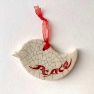 'Peace' Raku Bird Hanging'