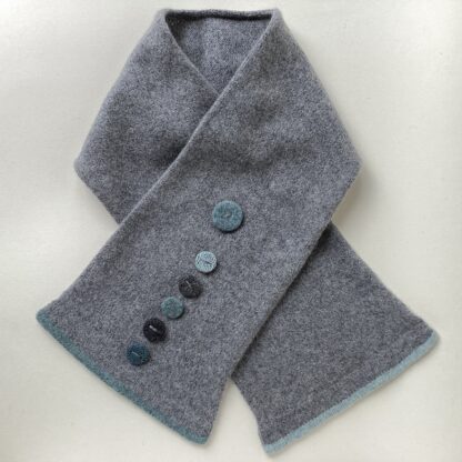 ‘Button Scarf in Grey/Caspian’