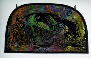 ‘May Queen Hare’ Stained Glass Panel