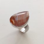 Silver Ring with Faceted Marble Agate