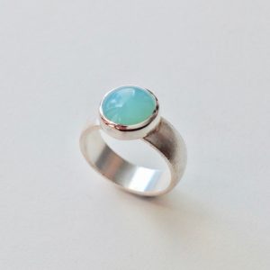 Silver and Sea Green Agate Ring