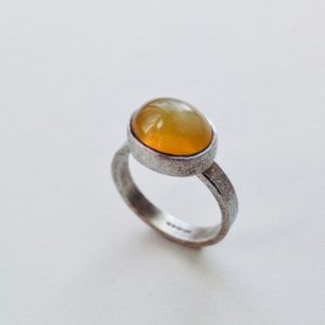 Silver and Yellow Opal Ring