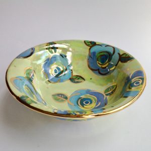 Pasta Bowl Blue Rose on Mint 