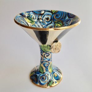 Martini Goblet in Blue Rosebush