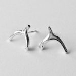 Curved Silver Coral Stud Earrings
