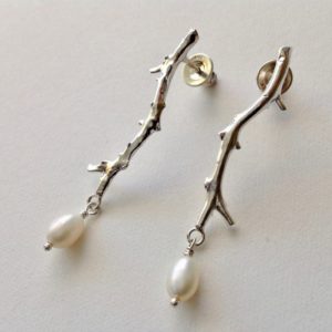 Long Silver Coral Studs