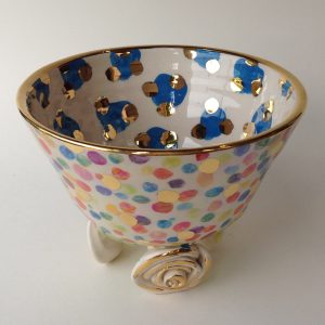 Polka Dot Rose Footed Bowl
