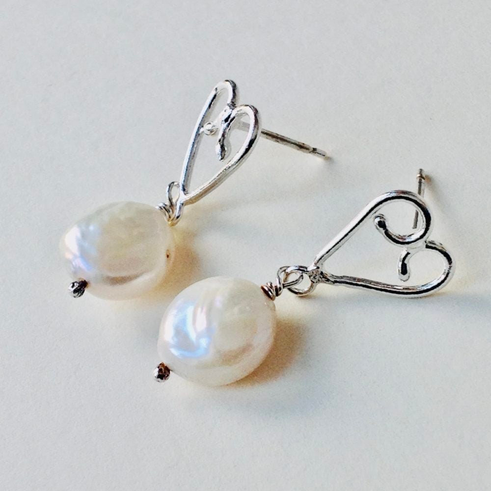 Embroidery Heart Stud Earrings Old Chapel Gallery