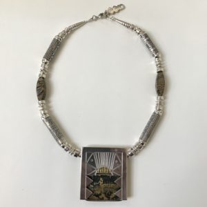 Silver Window Necklace with Jasper