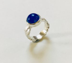 Silver Ring with Blue Agate