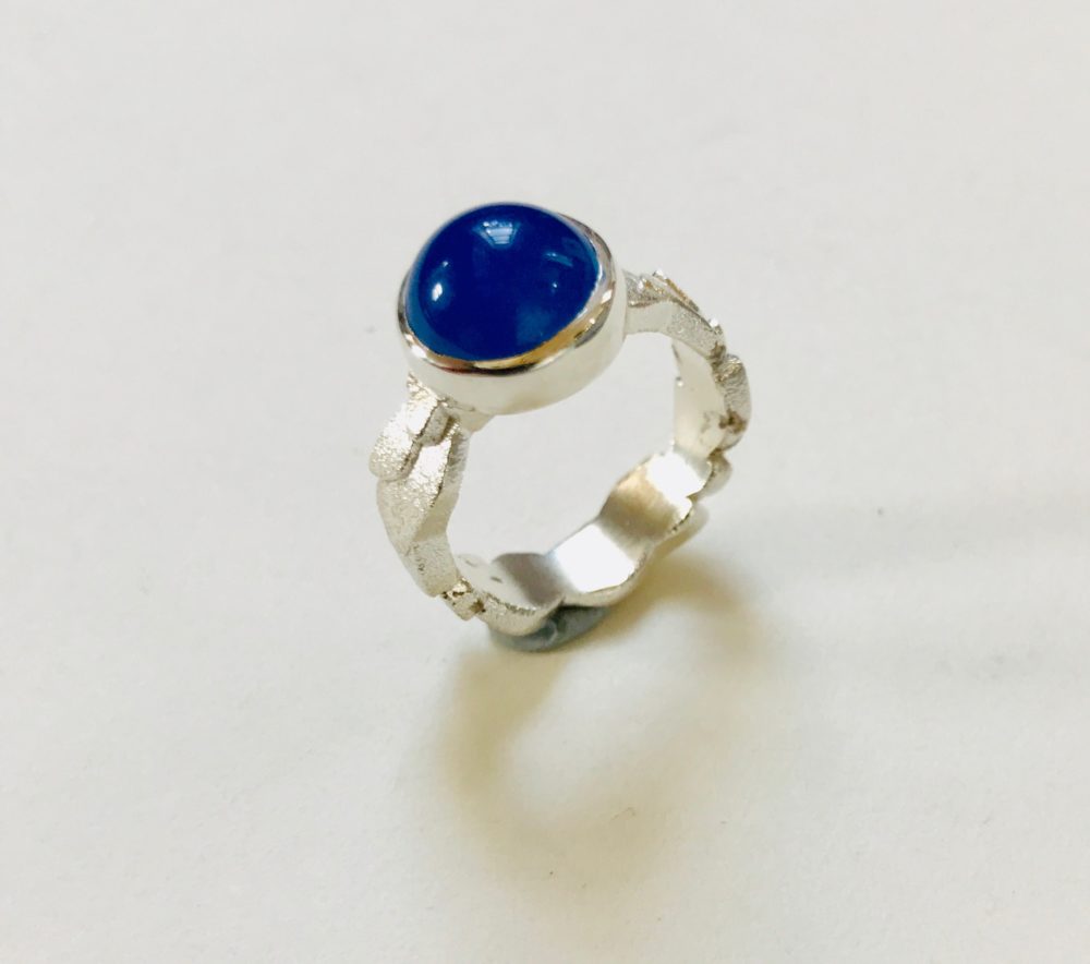 Silver Ring with Blue Agate - Old Chapel Gallery