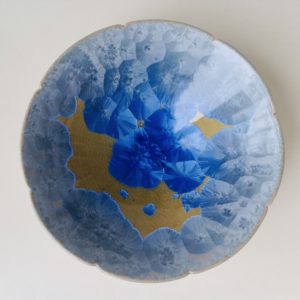 Scalloped Crystalline Glazed Dish