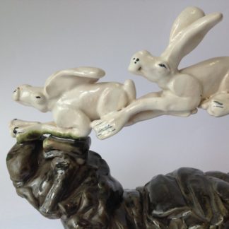 Running Hares Ceramic Sculpture