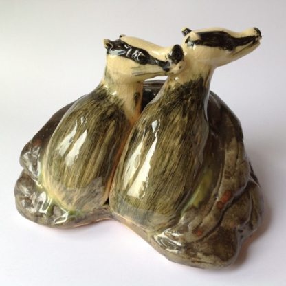 Badger Pair Ceramic Sculpture