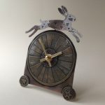 Freestanding Clock Leaping Hare