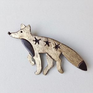 Brass & Bronze Foxey Brooch
