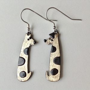 Brass & Bronze Sitting Dog Earrings