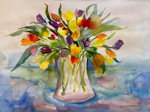Tulips Mixed Media Painting