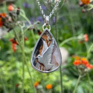 ‘Peace Dove’ over Pietersite Pendant