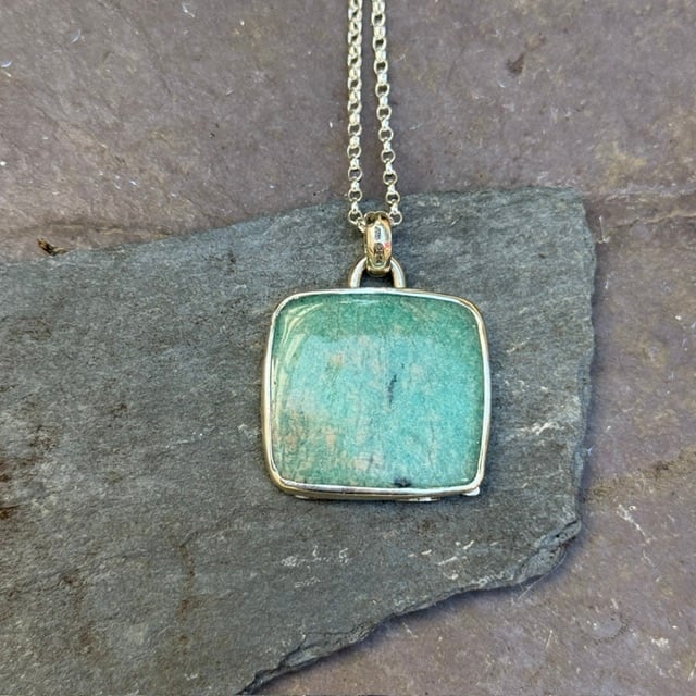 ‘Badger’ over Amazonite Pendant