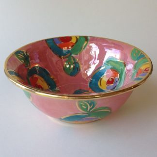 Lustred Pink Roses Cereal Bowl