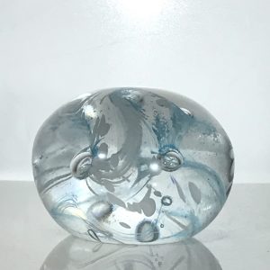White and Aqua Swirl Paperweight