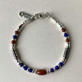 Lapis & Red Jasper Silver Bracelet