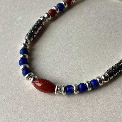 Lapis & Red Jasper Silver Bracelet