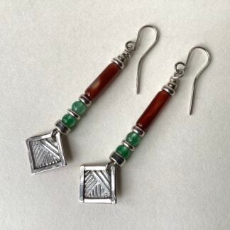'Carnelian and Green Agate Earrings'