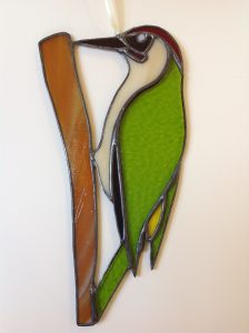 Green Woodpecker in Stained Glass