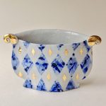 ‘Harlequin Bowl Vase, Blue