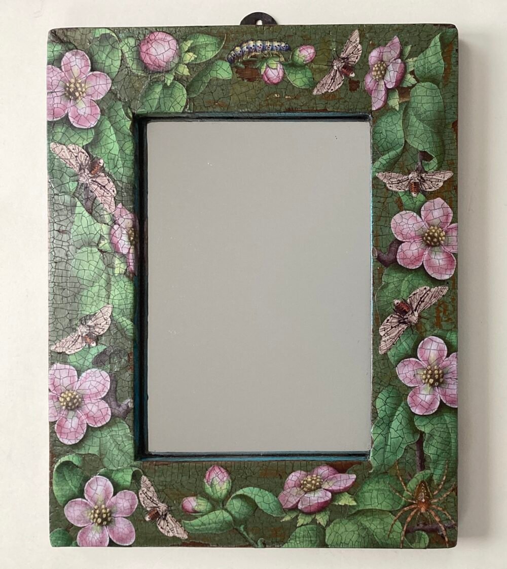 ‘Pink Blossom and Moths’ Mirror
