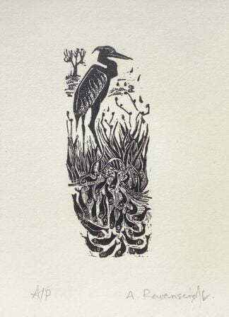‘Heron’ Wood Engraving