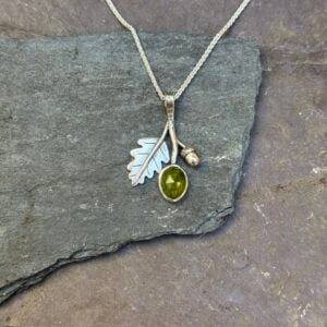 ‘Acorn and Oak Leaf with Peridot’