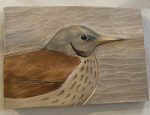 'Fieldfare' Relief Wood Carving