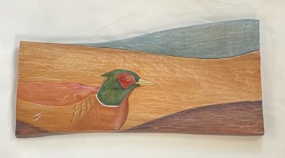 'Pheasant & Moor' Relief Wood Carving