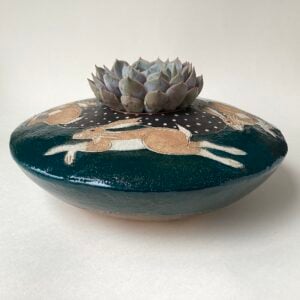 ‘Running Hare’ Pod Planter with Succulent