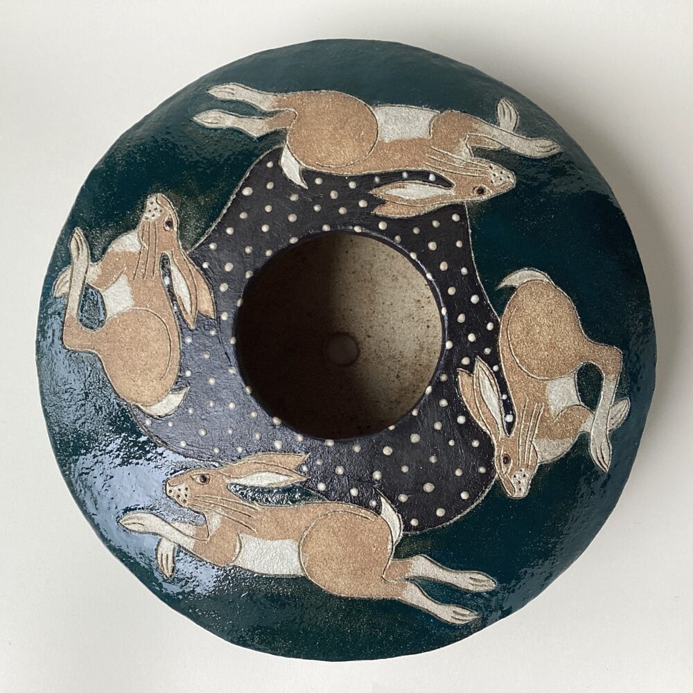 ‘Running Hare’ Pod Planter with Succulent