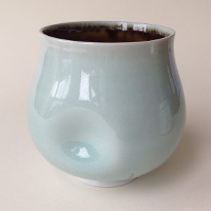 Celadon and Tenmoku Belly Button Yunomi