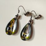 ‘Acrylic Pear Drop Earrings in Lime Grey