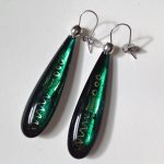 Acrylic Earrings in Emerald and Gold