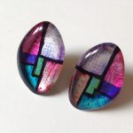 ‘Acrylic Stone Clip Studs in Peacock