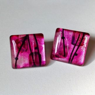 Flat Square Studs in Pink/Purple